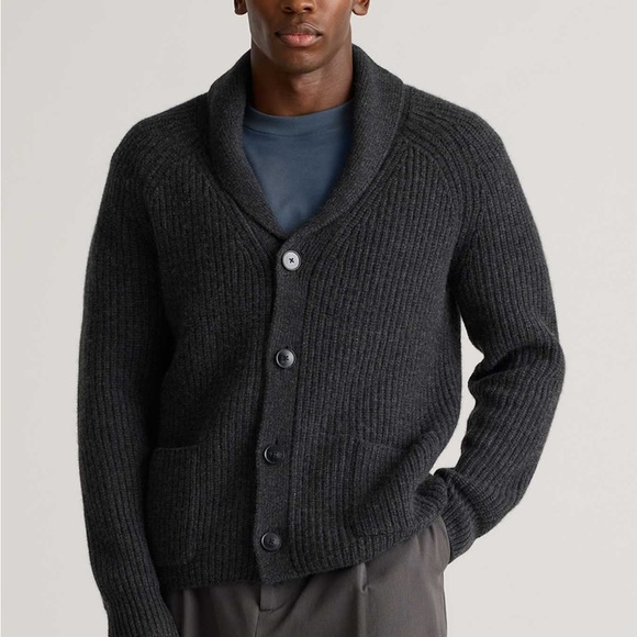 Quince 100% Mongolian Cashmere Shawl Collar Mens size Medium Cardigan Sweater - Picture 1 of 14